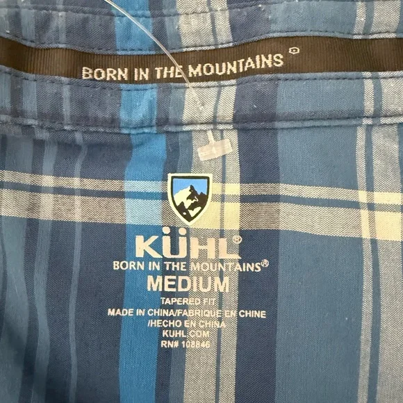Kuhl Styk Short Sleeve Plaid Performance Shirt Tapered Fit Mens Medium - Picture 7 of 12